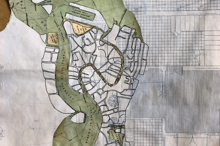 2020 - Segundo plano III, Acrílico, tinta, grafito y collage sobre plano, 38 x 28cm